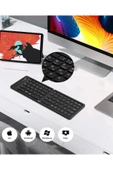 Tüm Cihazlar İle Uyumlu Siyah Kablosuz Katlanabilir Şarjlı Taşınabilir Mini Bluetooth Klavye - 3