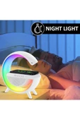 G Bluetooth Hoparlör 15w Kablosuz Hızlı Şarj / Alarm / Çalar Saat / Gece Lambası / Ambiyans Led Işık - 5