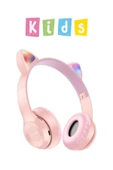 Gri Renk Kedi Kulaklı Işıklı Kablosuz Bluetooth Kedili Çocuk Kulaklık Uyumlu thumbnail 1