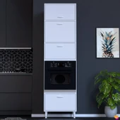 Modilayn TİLE Ankastre Fırın Dolabı (60x217x56 cm) - 4 Kapaklı, Ekmeklikli Kiler Mutfak Dolabı - 1