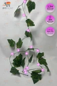 Dekoratif Yeşil Yapraklı 230 Cm Yapay Sarmaşık Ve 300 Cm Peri Led Pembe Renk thumbnail 1