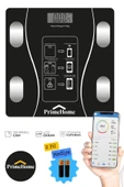 PRİME HOME Dijital Baskül Yağ Su Kas Vücut Kitle Endeksi Kilo Ölçer Tartı Bluetooth Siyah - 1
