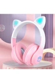 STN-28 Pro Kedi Kulaklı Tasarımlı RGB Işıklı Bluetooth Kulaklık-Pembe thumbnail 4