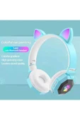 A+ Kalite Rgb Vilya Kedi Kulağı Detaylı Bluetooth Kablosuz Kulaklık Çocuk Oyuncu Fm Radyo Hafıza Kar thumbnail 7