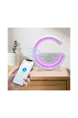 Kablosuz Şarj Standlı Bluetooth Hoparlör Başucu Gece Lambası Animasyonlu RGB IŞIK thumbnail 3