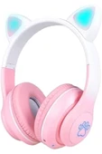 Zore Stn-28 Pro Kedi Kulaklı Tasarımlı Rgb Işıklı Bluetooth Kulaklık Pembe - 1