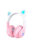 STN-28 Pro Kedi Kulaklı Tasarımlı RGB Işıklı Bluetooth Kulaklık-Pembe thumbnail 1