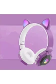 A+ Kalite Rgb Vilya Kedi Kulağı Detaylı Bluetooth Kablosuz Kulaklık Çocuk Oyuncu Fm Radyo Hafıza Kar thumbnail 1