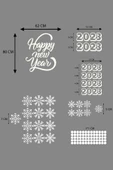 İndispensableyl Yılbaşı Happy New Year  Çıkartma Süsü ÖZEL Yıl Süsü Parti Cam Süsü Noel Ağacı Kar Tanesi thumbnail 3