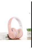 Bluetooth Wireless Mikrofonlu Kablosuz Stereo Kulak Üstü Kulaklık Pembe thumbnail 1