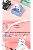 Çocuk Için Bluetooth Kulaklık Led Işıklı Hafıza Kart Girişli Kedi Kulaklık Pembe - 2