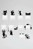 İndispensableyl Sptl Priz Kedi ÖZEL sticker Set Siyah Etiket Duvar ÖZEL sticker - 1