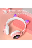 A+ Kalite Rgb Vilya Kedi Kulağı Detaylı Bluetooth Kablosuz Kulaklık Çocuk Oyuncu Fm Radyo Hafıza Kar thumbnail 3