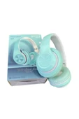 Unisex Mavi Macaron Set Bluetooth Kablosuz Stereo Kulaklık - 2