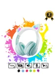 gri ürün Çocuk Bluetooth Kulaklık Kedi Kulaklık Pro 5.0 Akıllı Rgb Led Detaylı Bluetooth Kablosuz thumbnail 1