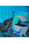 Kablosuz Şarj İstasyonu Bluetooth Hoparlörlü Ve Radyolu RGB Led Işıklı Masa Ve Gece Lambası  BT-2301 - 4