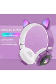 A+ Kalite Rgb Vilya Kedi Kulağı Detaylı Bluetooth Kablosuz Kulaklık Çocuk Oyuncu Fm Radyo Hafıza Kar thumbnail 2