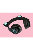 Bluetooth Kablosuz Sd Kart Girişli Cat Kedi Işıklı Bluetooth 5.0 Kulaküstü Kulaklık thumbnail 4