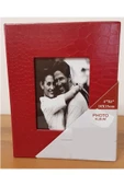 100lü 15x20cm Fotoğraf Albümü Kırmızı - Deri Kaplı Foto Pencereli - Aile Resimleri Için Album - 1