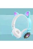 A+ Kalite Rgb Vilya Kedi Kulağı Detaylı Bluetooth Kablosuz Kulaklık Çocuk Oyuncu Fm Radyo Hafıza Kar thumbnail 1