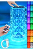 E10 Kristal Akrilik Led Masa Üstü Lamba 16 Renk Uzaktan Kumandalı Dokunmatik Beyaz Kablosuz -Şarj E - 1