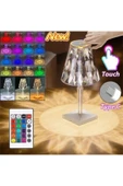 CRYSTAL TABLE LAMP ŞARJLI RGB LED IŞIKLI ABAJUR GECE LAMBASI UZAKTAN KUMANDALI DOKUNMATİK TUŞLU - 1