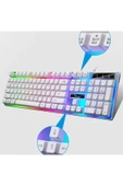 Ally G21b Usb Led Işıklı Oyuncu Klavye Ve Mouse Set Beyaz - 2