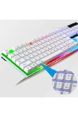 Ally G21b Usb Led Işıklı Oyuncu Klavye Ve Mouse Set Beyaz - 4