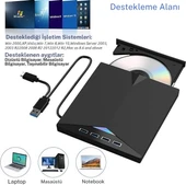 Monozone Harici CD DVD Rom Yazıcı Okuyucu Type-C USB 3.0 HUB Çoğaltıcı TF SD Kart Okuyucu PC Laptop - 2