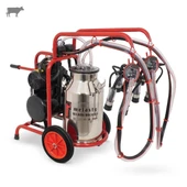 Melasty İkili İnek Süt Sağma Makinesi Paslanmaz Güğüm - Kauçuk Memelik Kuru Pompa - 1