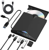 Monozone Harici CD DVD Rom Yazıcı Okuyucu Type-C USB 3.0 HUB Çoğaltıcı TF SD Kart Okuyucu PC Laptop - 3