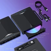 Monozone Harici CD DVD Rom Yazıcı Okuyucu Type-C USB 3.0 HUB Çoğaltıcı TF SD Kart Okuyucu PC Laptop - 4