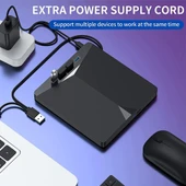 Monozone Harici CD DVD Rom Yazıcı Okuyucu Type-C USB 3.0 HUB Çoğaltıcı TF SD Kart Okuyucu PC Laptop - 5
