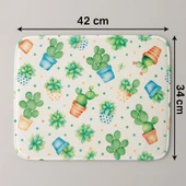 Su Emici Kaktüs Desenli Bulaşık Kurutma Matı 42x34 cm Tek Taraflı - 3