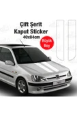 İndispensableyl Oto Kaput özel yeni sticker Beyaz 2 Şerit 40*84 Cm - 1