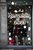 İndispensableyl Hoşgeldin 2023 Yılbaşı Happy New Year özel yeni sticker Çıkartma Süsü özel yeni Yıl Parti Cam Noel Ağacı Kar Tanesi thumbnail 1