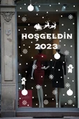 İndispensableyl Hoşgeldin 2023 Yılbaşı Happy New Year özel yeni sticker Çıkartma Süsü özel yeni Yıl Parti Cam Noel Ağacı Kar Tanesi thumbnail 1