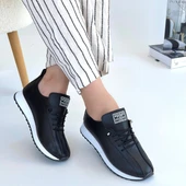 Pabucmarketi Siyah Bağcıklı Kadın Spor Ayakkabı thumbnail 4
