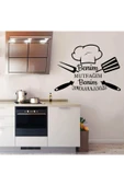 İndispensableyl Benim Mutfağım Benim Kurallarım Yazılı Aşçı Şapkası Silüeti Mutfak Dekoratif Duvar özel yeni sticker 60X70 cm - 1