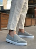 Pabucmarketi Bağcıksız Erkek Casual Ayakkabı GRİ SÜET (BEYAZ TABAN) thumbnail 2