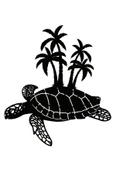 İndispensableyl Kaplumbağa Ve Palmiyeler Sticker 10 X 11 Cm thumbnail 1