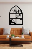 İndispensableyl Gerinen Penceredeki Kedi Duvar Dekor Sticker 45 X 60 Cm thumbnail 3