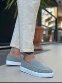Pabucmarketi Bağcıksız Erkek Casual Ayakkabı GRİ SÜET (BEYAZ TABAN) thumbnail 4