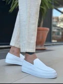 Pabucmarketi Bağcıksız Erkek Casual Ayakkabı BEYAZ (BEYAZ TABAN) thumbnail 4