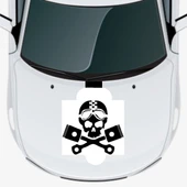 İndispensableyl Kurukafa Ve Pistonlar Oto Kaput Sticker 45 X 30 Cm - 1