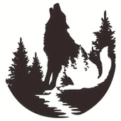 İndispensableyl Dolunay Ve Bozkurt Duvar Dekor Sticker 47 X 45 Cm thumbnail 1