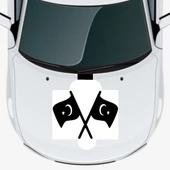 İndispensableyl Çapraz Türk Bayrakları Oto Kaput Sticker 45 X 30 Cm thumbnail 1