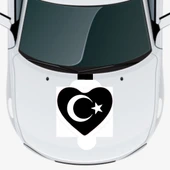 İndispensableyl Kalp Türk Bayrağı Oto Kaput Sticker 40 X 40 Cm thumbnail 1