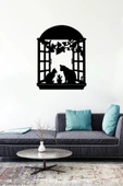 İndispensableyl Penceredeki Kedi Aşkı Duvar Dekor Sticker 45 X 60 Cm thumbnail 2