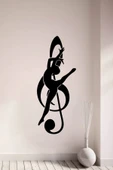 İndispensableyl Sol Anahtarı Ve Dansçı Müzisyen Kız Duvar Dekor Sticker 40 X 90 Cm thumbnail 2